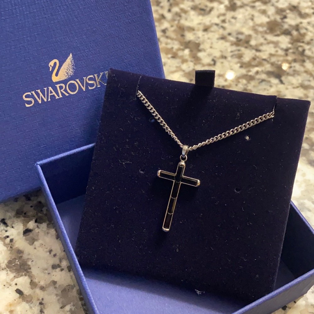 Swarovski black cross necklace